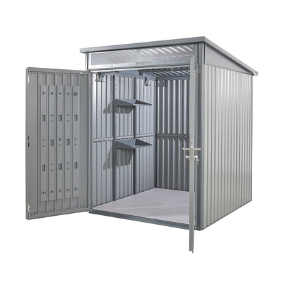 Adjustable shelves metal shed