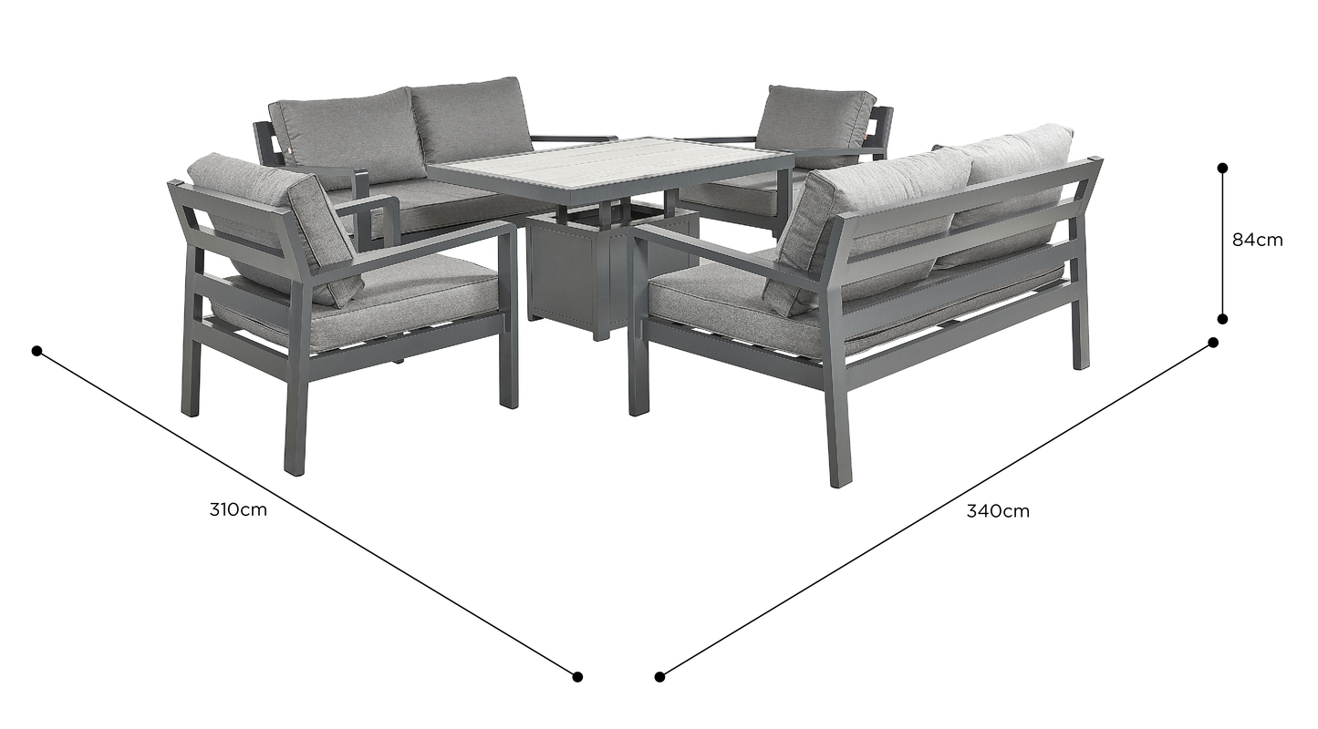 HEX Living - Tutbury Dual Height Rectangular Table with Two Sofas and Two Chairs