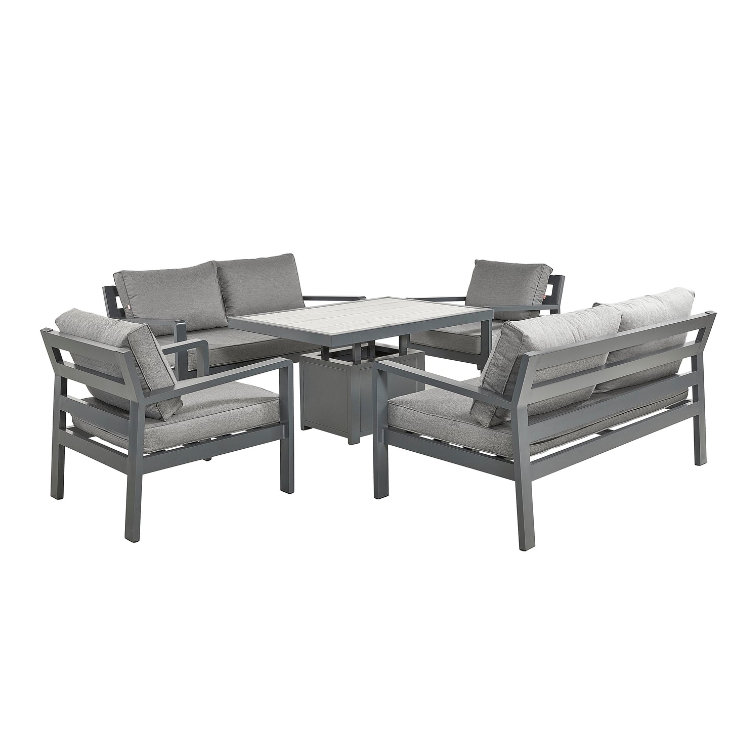 HEX Living - Tutbury Dual Height Rectangular Table with Two Sofas and Two Chairs