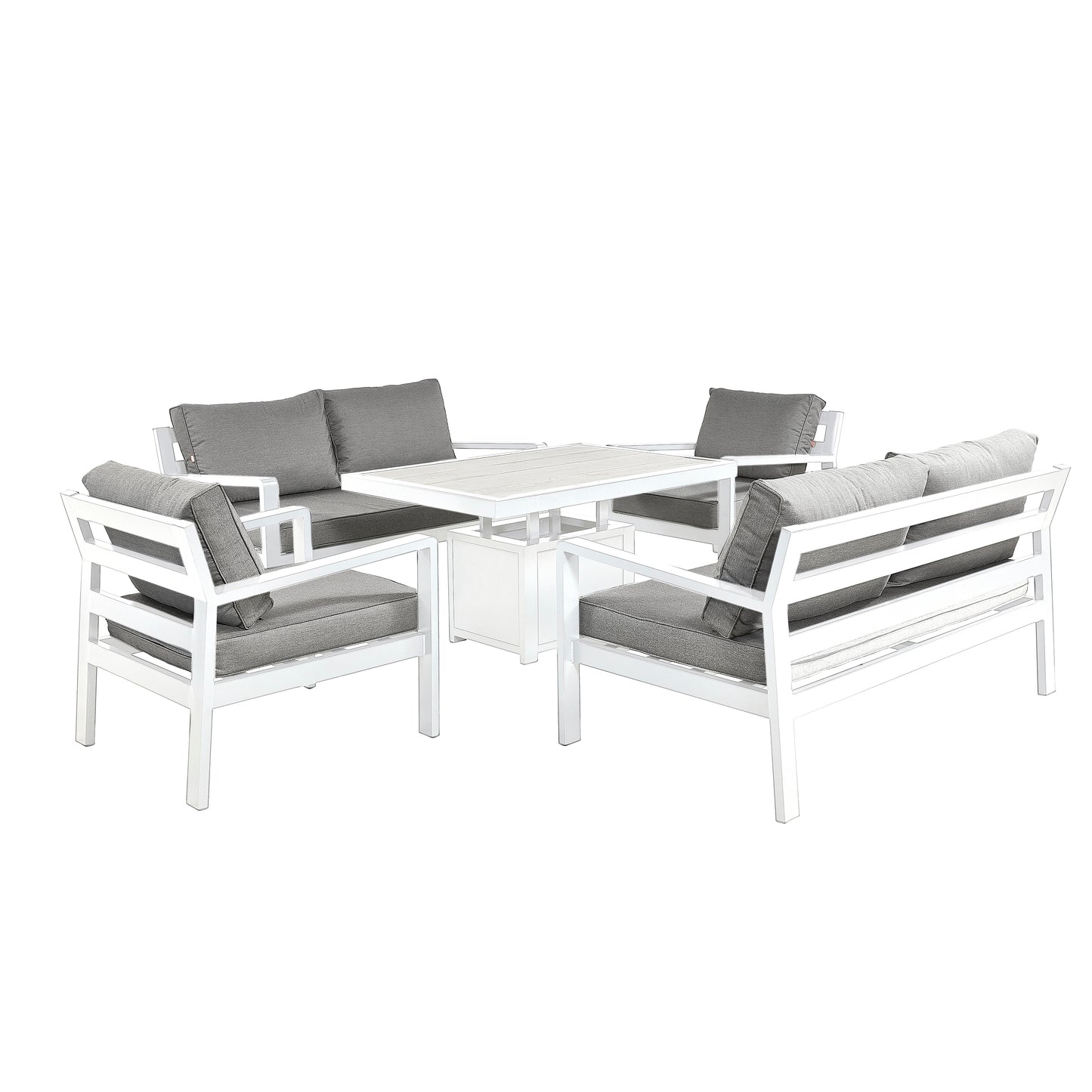 HEX Living - Tutbury Dual Height Rectangular Table with Two Sofas and Two Chairs