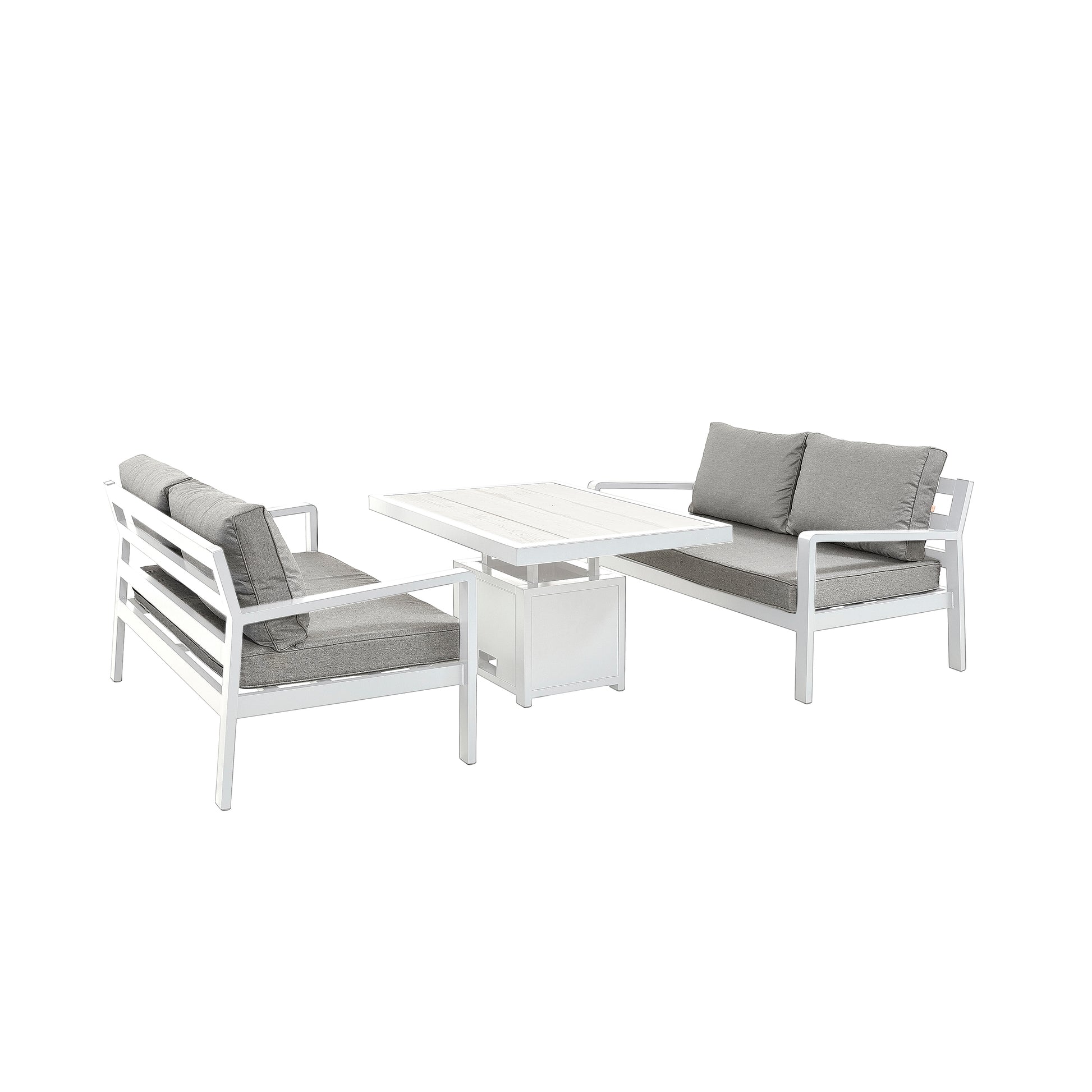 White Rectangular Table with Two Sofas