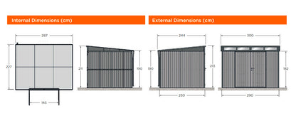 HEX Living - Hixon Pent Metal Shed