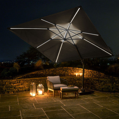 Pacific Lifestyle - Glow Challenger T2 3m Square Anthracite Free Arm Parasol - Beyond outdoor living