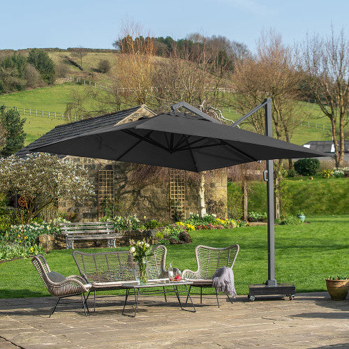 Pacific Lifestyle - Icon Premium T1 4mx3m Oblong Faded Black Parasol - Beyond outdoor living