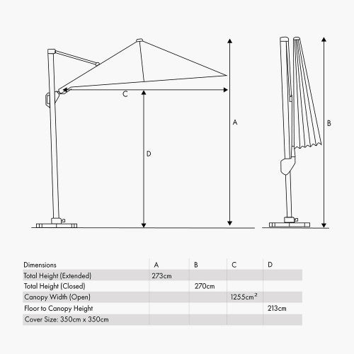 Pacific Lifestyle - Challenger Telescopic T1 3.5m Square Havana Parasol - Beyond outdoor living