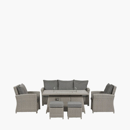 Pacific Lifestyle - Slate Grey Barbados 3 Seater Lounge Dining Set with Ceramic Top and Fire Pit - Beyond outdoor living