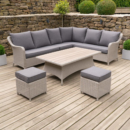 Pacific Lifestyle - Stone Grey Antigua Corner Set with Polywood Top - Beyond outdoor living