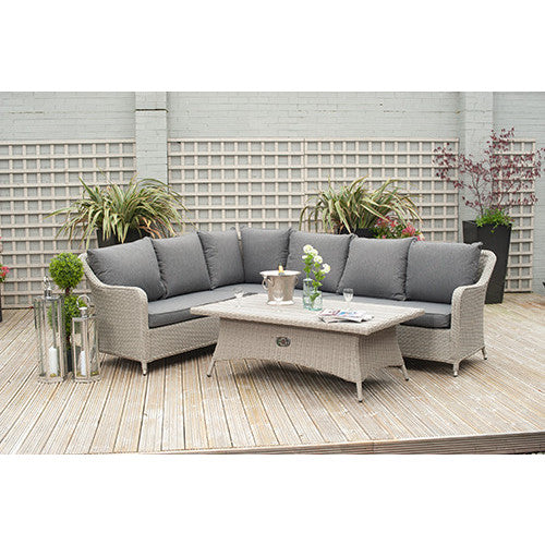 Pacific Lifestyle - Stone Grey Antigua Corner Set with Polywood Top - Beyond outdoor living