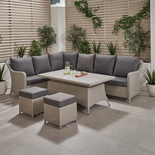 Pacific Lifestyle - Stone Grey Antigua Corner Set with Ceramic Top - Beyond outdoor living
