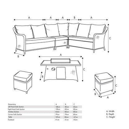 Pacific Lifestyle - Stone Grey Antigua Corner Set with Polywood Top and Fire Pit - Beyond outdoor living