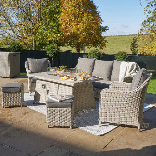 Pacific Lifestyle - Stone Grey Antigua Lounge Set with Ceramic Top and Fire Pit - Beyond outdoor living