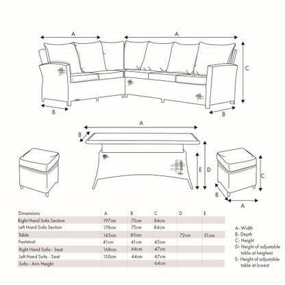 Pacific Lifestyle - Slate Grey Barbados Corner Set Long Right with Ceramic Top - Beyond outdoor living