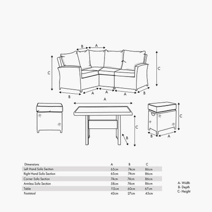 Pacific Lifestyle - Slate Grey Barbados Compact Corner Set with Ceramic Top - Beyond outdoor living