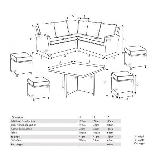 Pacific Lifestyle - Slate Grey Barbados Square Corner Set with Ceramic Top - Beyond outdoor living