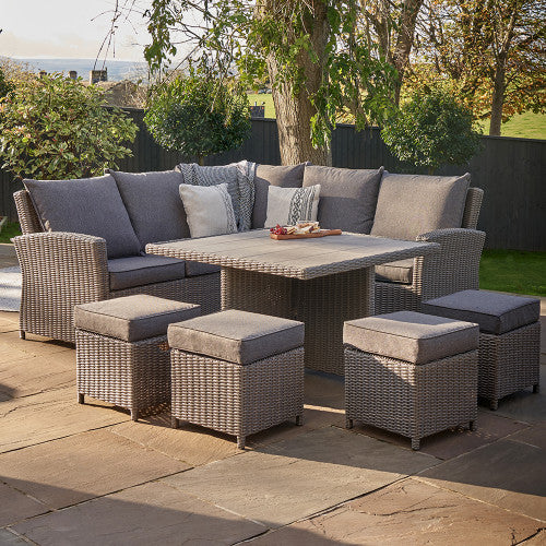 Pacific Lifestyle - Slate Grey Barbados Square Corner Set with Ceramic Top - Beyond outdoor living