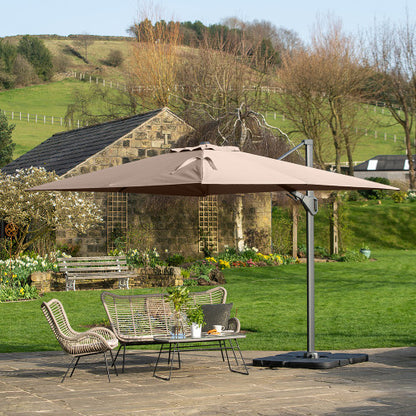 Pacific Lifestyle - Challenger T2 3.5 x 2.6m Oblong Taupe Free Arm Parasol - Beyond outdoor living