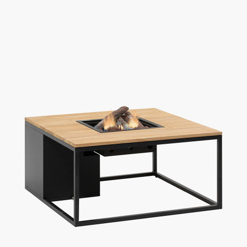 Pacific Lifestyle - Cosiloft 100 Black and Teak Fire Pit Table - Beyond outdoor living