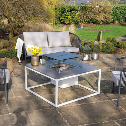 Pacific Lifestyle - Cosiloft 100 White and Grey Fire Pit Table - Beyond outdoor living