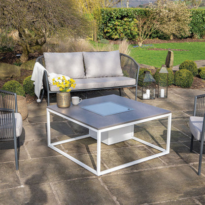 Pacific Lifestyle - Cosiloft 100 White and Grey Fire Pit Table - Beyond outdoor living