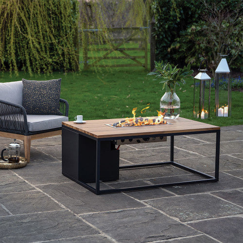 Pacific Lifestyle - Cosiloft 120 Black and Teak Fire Pit Table - Beyond outdoor living