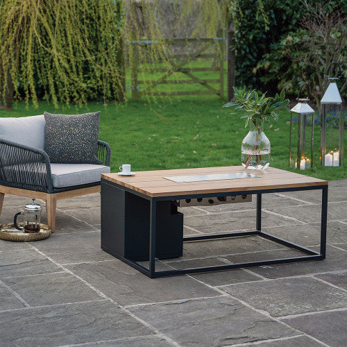 Pacific Lifestyle - Cosiloft 120 Black and Teak Fire Pit Table - Beyond outdoor living