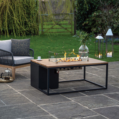 Pacific Lifestyle - Cosiloft 120 Black and Teak Fire Pit Table - Beyond outdoor living