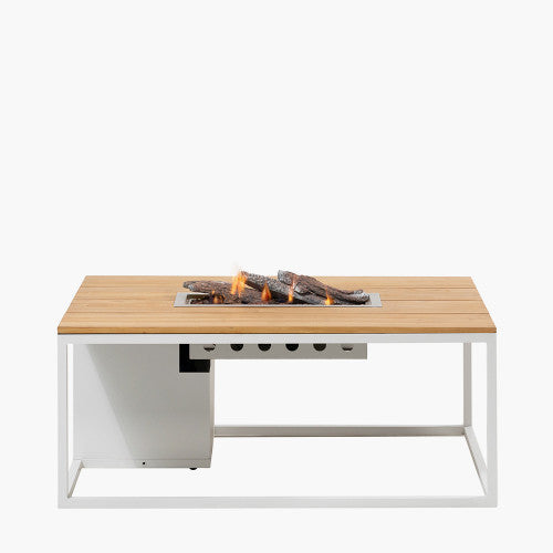 Pacific Lifestyle- Cosiloft 120 White and Teak Fire Pit Table - Beyond outdoor living