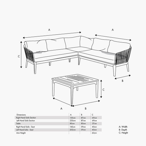 Pacific Lifestyle- Honolulu Corner Set Grey K/D - Beyond outdoor living