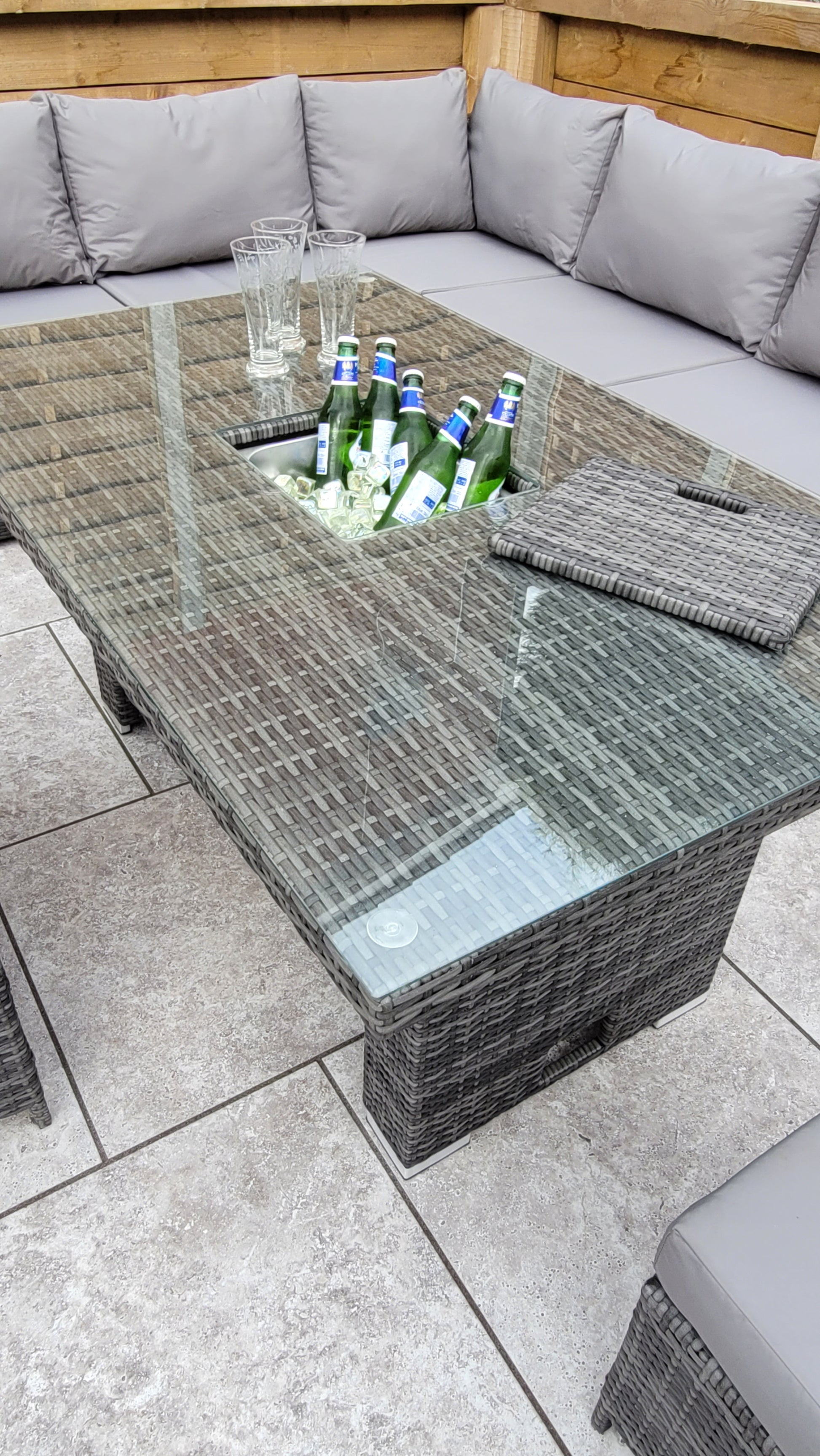 Signature Weave - Catalina corner dining sofa with lift table & ice bucket - Beyond outdoor living