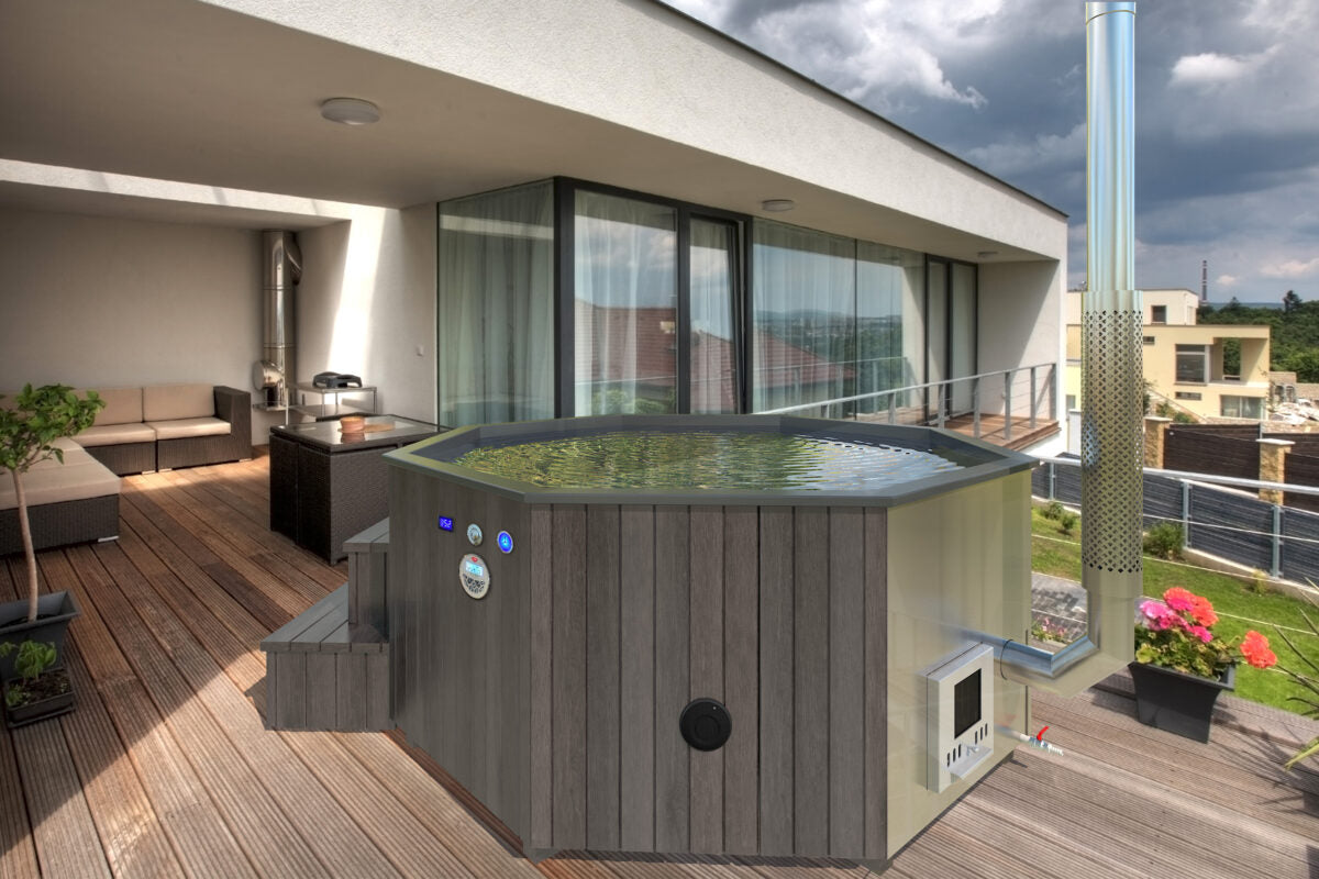 Stockholm Large 10 Person Hot Tub wood-fired integrated stove - Beyond outdoor living
