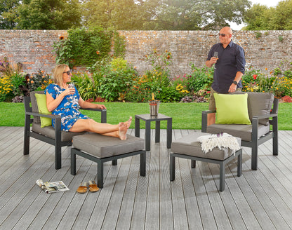 Footstool with Two Chairs and Side Table Set