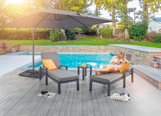HEX Living - Tutbury Garden Lounger Set with Side Table