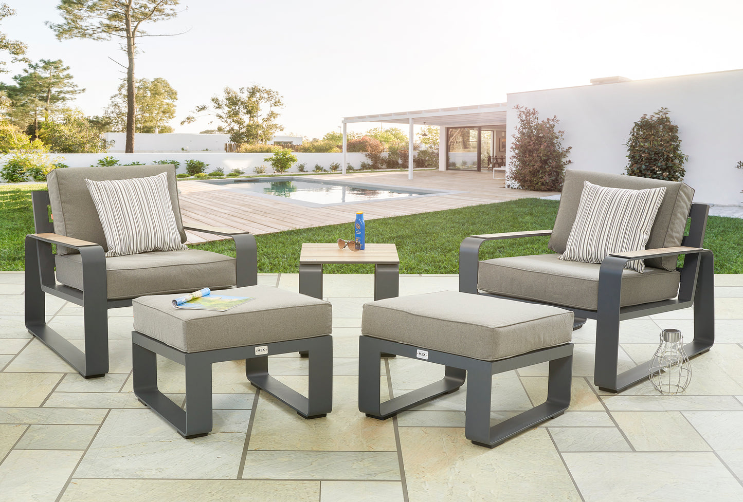 HEX Living - Sadon chair and footstool Set - Beyond outdoor living