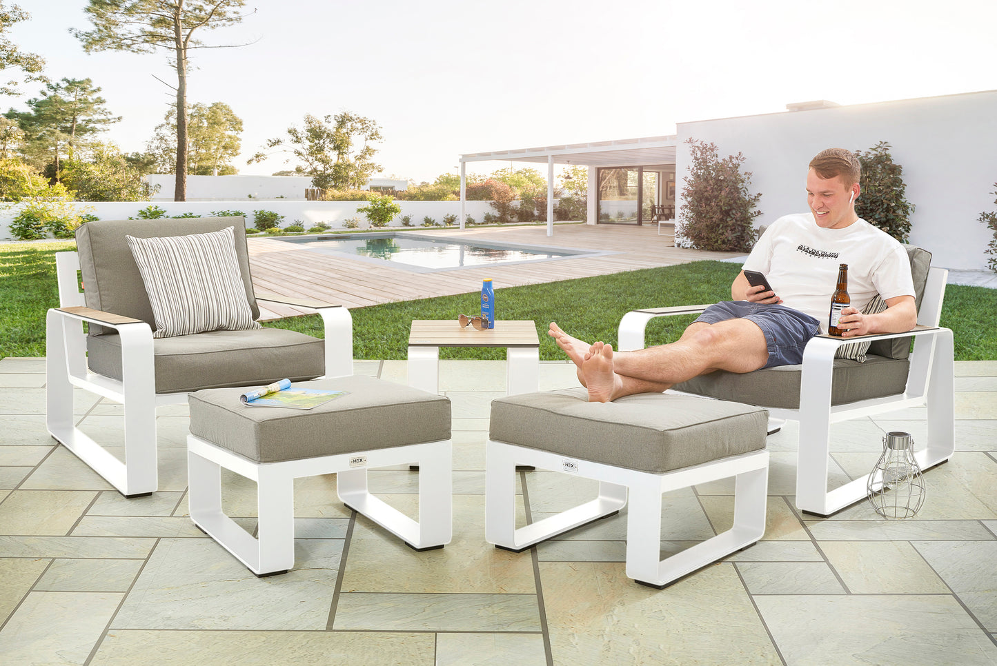 HEX Living - Sadon chair and footstool Set - Beyond outdoor living