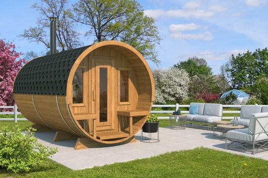 Luxembourg Deluxe Wooden Barrel Sauna for 8 people - Beyond outdoor living