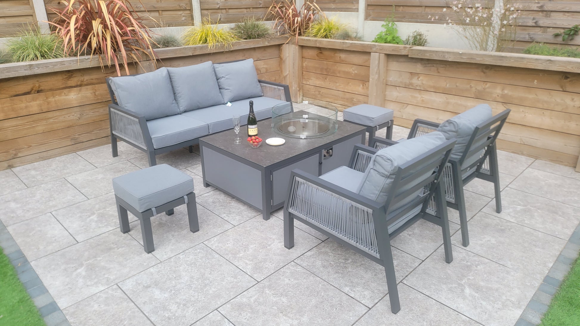 Signature Weave - Bettina 3 seat sofa + 2 armchairs & Gas fire pit table - Beyond outdoor living