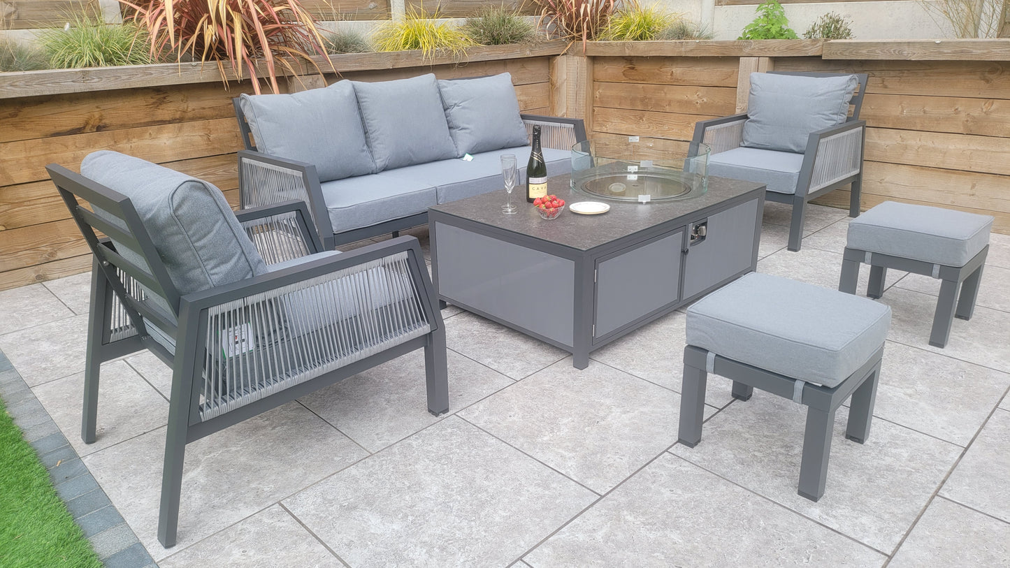 Signature Weave - Bettina 3 seat sofa + 2 armchairs & Gas fire pit table - Beyond outdoor living