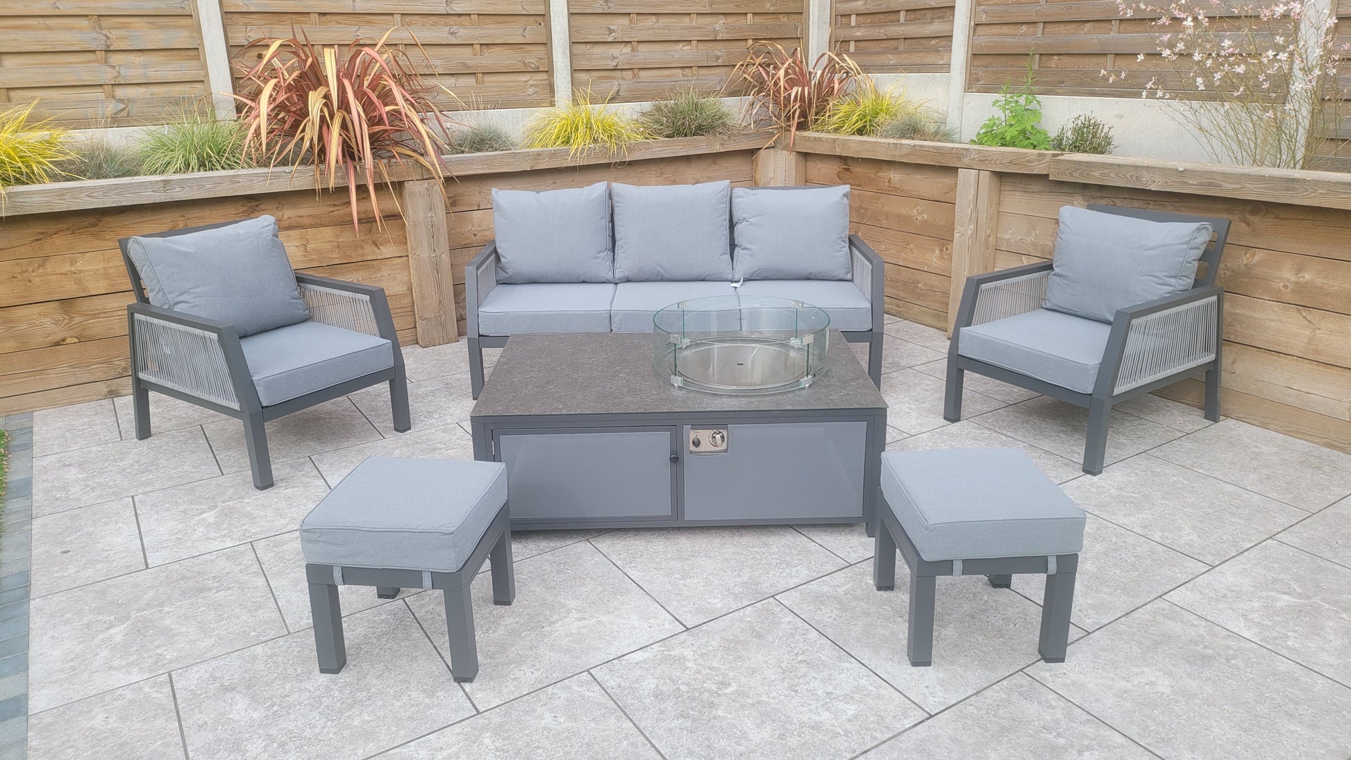 Signature Weave - Bettina 3 seat sofa + 2 armchairs & Gas fire pit table - Beyond outdoor living