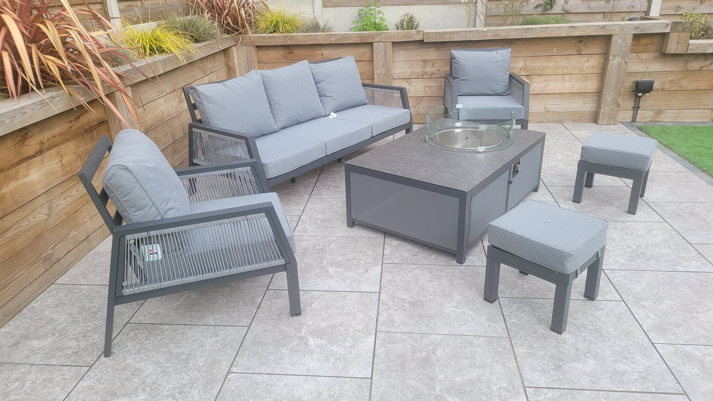 Signature Weave - Bettina 3 seat sofa + 2 armchairs & Gas fire pit table - Beyond outdoor living