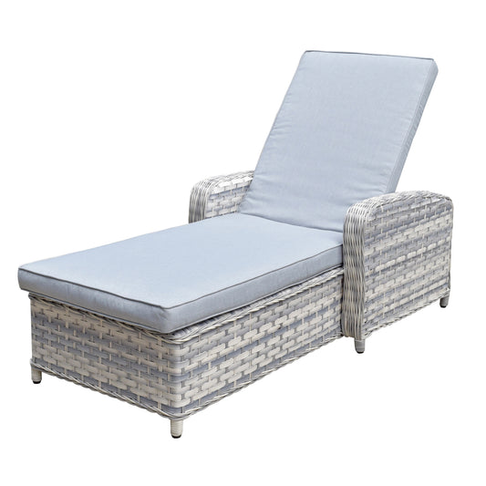 Signature Weave - Single Sun lounger with Arms in Silver Grey - Beyond outdoor living