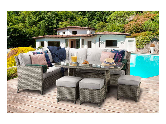 Signature Weave - Edwina Corner Dining 3 Wicker Special Grey - Beyond outdoor living