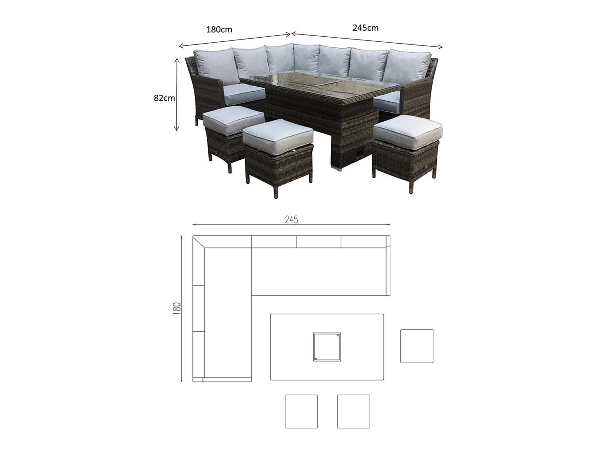 Signature Weave - Edwina Corner Dining with Lift Table Mixed Nature Weave - Beyond outdoor living