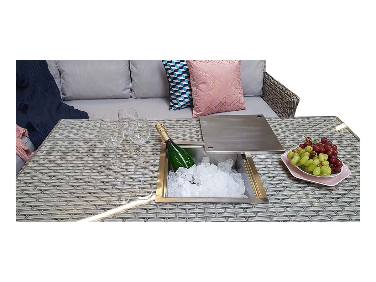 Signature Weave - Edwina Corner Dining with Lift Table 3 Wicker Special Grey - Beyond outdoor living