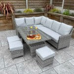 Signature Weave - Edwina Corner Dining with Lift Table 3 Wicker Special Grey - Beyond outdoor living