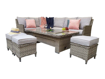 Signature Weave - Edwina Corner Dining with Lift Table 3 Wicker Special Grey - Beyond outdoor living