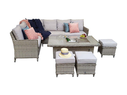 Signature Weave - Edwina Corner Dining with Lift Table 3 Wicker Special Grey - Beyond outdoor living