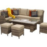 Signature Weave - Edwina Corner Dining with Lift Table Mixed Nature Weave - Beyond outdoor living