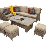 Signature Weave - Edwina Corner Dining with Lift Table Mixed Nature Weave - Beyond outdoor living