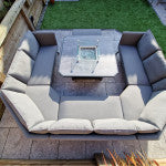 Signature Weave - Luna U shape sofa with gas firepit & ottoman - Beyond outdoor living