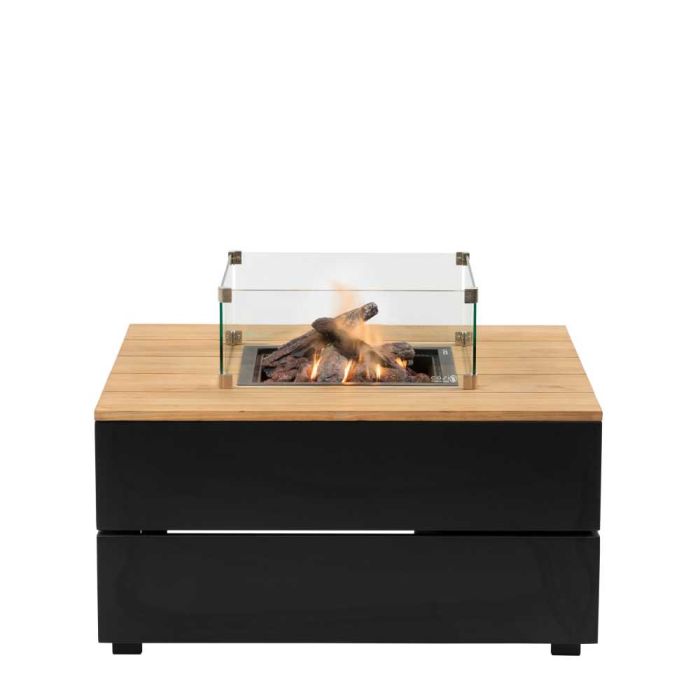 Pacific Lifestyle - Cosipure 100 Black and Teak Square Fire Pit - Beyond outdoor living